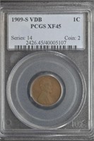 1909-S VDB Lincoln Head Penny PCGS XF45