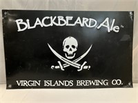 Metal Blackbeard Ale sign.