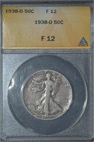 1938-D Walking 1/2 Dollar ANACS F12
