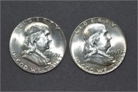 2 - Franklin 1/2 Dollars 63/63D