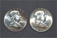2 - Franklin 1/2 Dollars 62/62D