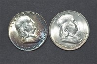 2 - Franklin 1/2 Dollars 54/54D