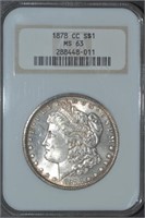 1878-CC Morgan Silver $1 NGC MS63