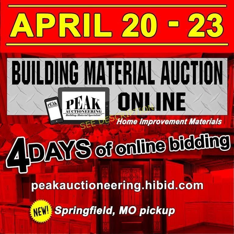 Springfield, MO April 2023 Peak Building Material Auction