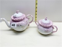 ANTIQUE TEAPOT AND COVERED SUGAR