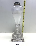 ANTIQUE OIL LAMP SATIN GLASS CENTER 10" H