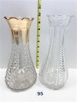 ETCHED VASES 9.5" H ONE W/ GOLD RIM TOP