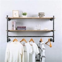 Industrial Pipe Clothing Rack Wall Mounted Shelf