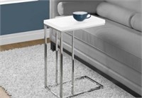 White Accent Table with Chrome Metal