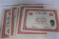 LOT OF 15 PETE ROSE "I WAS THERE" CERTIFICATES