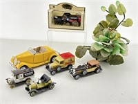 Jade Tree And Assorted Die-Cast Cars