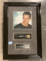 Signed Ricky Martin Microphone in Framed Collage.