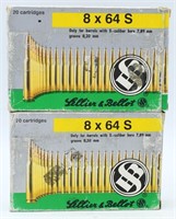 40 Rounds Of Sellier & Bellot 8x64 S Ammunition