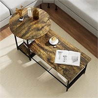 Coffee Table Rustic Brown Set of 2 Large Round and