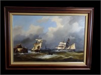 Two Boats By Adair, Original Oil Painting