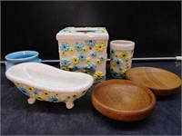 Bathroom Décor, Wooden Bowls, Shawnee Vase
