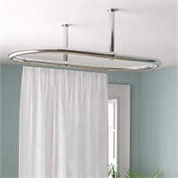 Oval Shower Curtain Rod (Free Curtain Rings)Ceilin