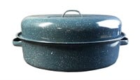 Blue & White Speckled Enamel Roasting Pan