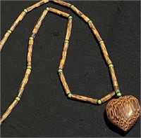 Extra Long Wooden Heart Beaded Necklace