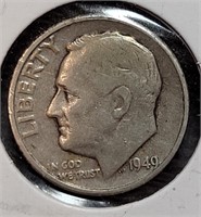1949-D USA 90% Silver Dime
