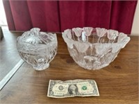 Frosted Floral Pattern Crystal Bowls NICE!