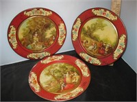 3 Vtg Daher Metal Decorated Plates from Belgium