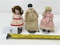 3 Antique Miniature Dolls
