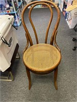 ANTIQUE BENTWOOD CANE CHAIR W/WOVEN SEAT