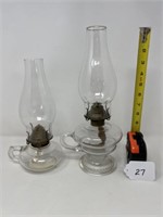 2 Antique Finger Oil Lamps