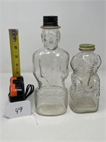 2 Figural Bank Bottles
