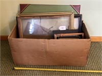 Box of Picture Frames, Mirror, Etc.