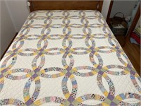 Hand Stitched Double Wedding Ring Quilt