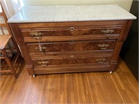 Antique Marble Top 3 Drawer Chest 29"H x 43"W x