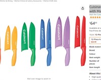 Cuisinart 12-Piece Colour Knife Set