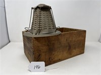 Wood Advertising Box & Antique Toaster