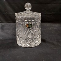 Zajecar yugoslavia lead crystal jar w/lid