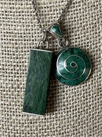 Sterling Silver & Malachite Necklace w/ Sterling