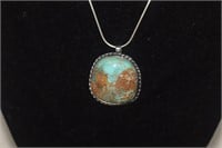 Sterling Silver Turquoise Necklace w/ Hallmark