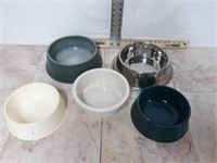 Qty (5) Assorted Dog Water/Food Bowls