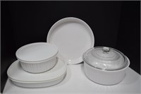 Set of French White Corning Ware with Lids