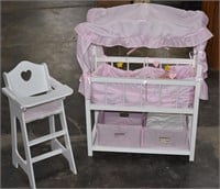 Beautiful Doll Canopy Bed w/Accessories, Highchair