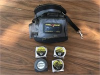 Magnogrip Tool Pouch w/ (4) Assorted Tape Measures