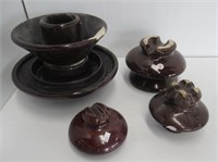 (4) Vintage pottery insulators.