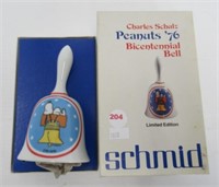 Peanuts 1976 bicentennial bell by Schmid in box.