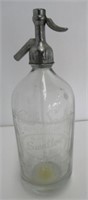 Antique Seltzer Bottle. Etched Glass Lima, OH.