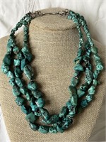 Sterling Silver & Turquoise Three-Strand Necklace