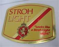 Vintage Stroh's Light Beer Foil Over Cardboard