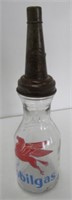 Vintage Quart MOBIL GAS Oil Bottle with Pour