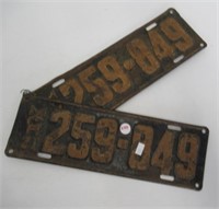 Pair of matching 1921 Michigan license plates.