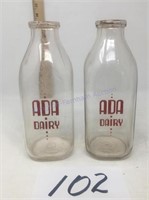 Vintage ADA dairy Milk bottles